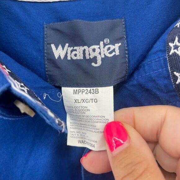 Wrangler National Patriot Blue Long Sleeve Casual Button Down Shirt Men's XL - Picture 4 of 9